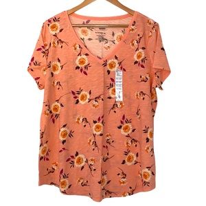NWT SONOMA The Everyday Tee V-Neck Floral Print